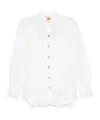 Farm Rio Swan Lake Guipure Lace Button-up Shirt In White