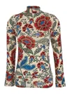 Farm Rio Francesca Sand Jersey Blouse In Multi
