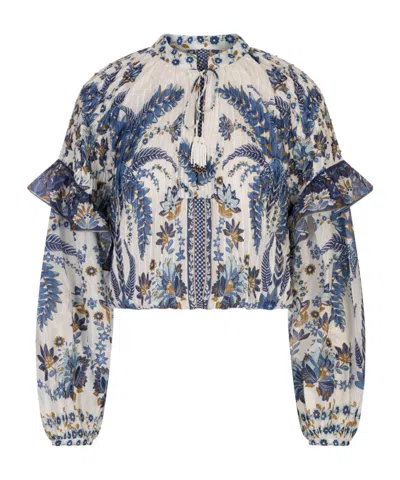 Farm Rio Long-sleeved Tops In Blue