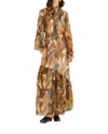 Farm Rio Long Sleeves Maxi Dress In Dotted Macaws Cream In Multi