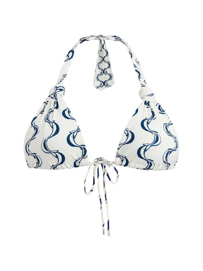 Farm Rio Longline Dolphin-print Bikini Top In White