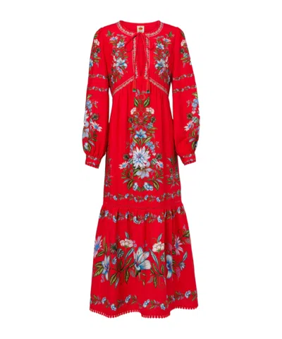 Farm Rio Long-sleeved Dress In Red
