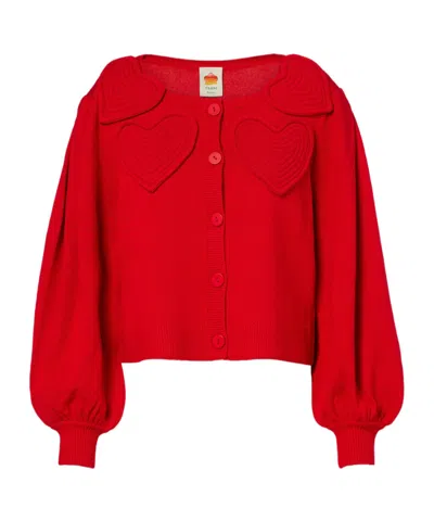Farm Rio Long-sleeved Sweater In Red
