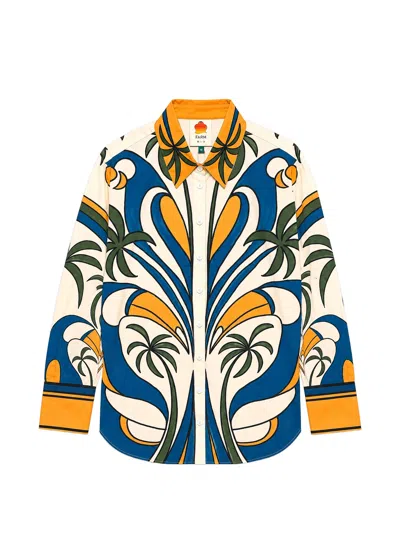 Farm Rio Long-sleeved Tropical Print Shirt With Button Closure In Multicolor