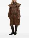 Farm Rio Luana Ruffled-collar Patterned Coat In Brown