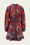 Farm Rio Luang Puff-sleeve Mini Dress In Multi