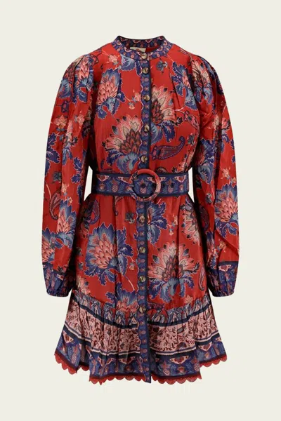 FARM RIO LUANG RED FLORAL MINI DRESS