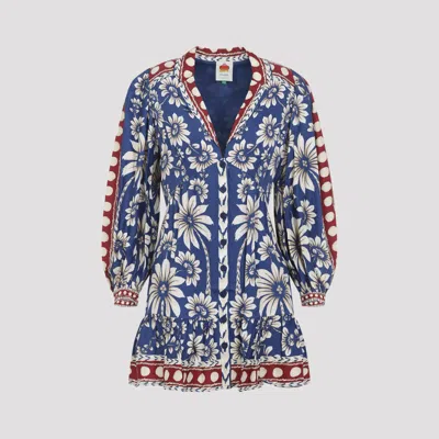 Farm Rio Luna Blue Viscose Mini Dress