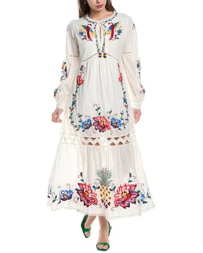 Farm Rio Macaw Cross Stitch Embroidered Mini Dress In Multi