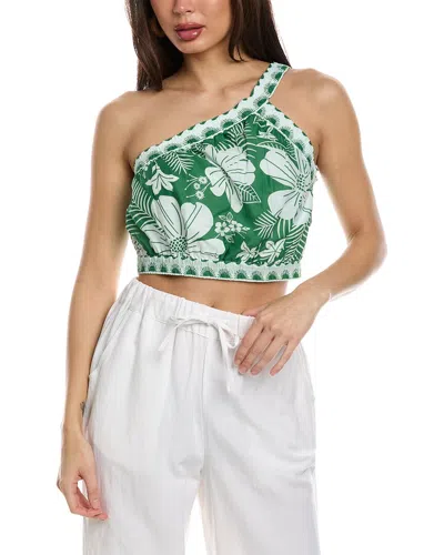 Farm Rio Macaw Elegance Crop Top In Green