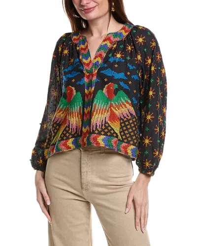 Farm Rio Macaw Night Blouse In Blue