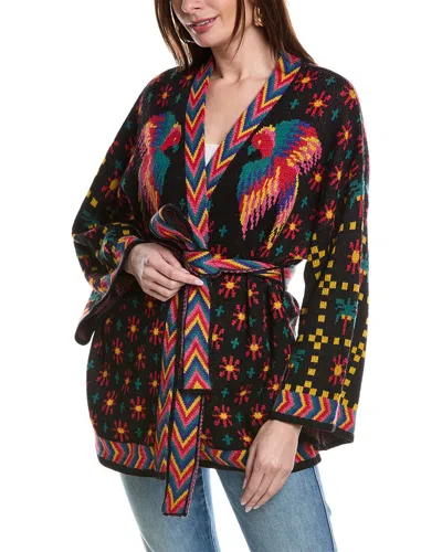 Farm Rio Macaw Night Wool-blend Kimono Sweater In Multi