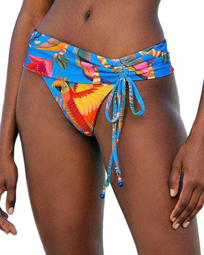Farm Rio Macaw Party Crochet Bikini Bottom In Blue