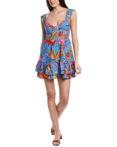 Farm Rio Macaw Party Linen-blend Mini Dress In Multi