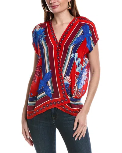 Farm Rio Macaw Scarf Blouse In Red