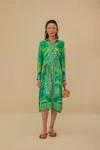 Farm Rio Macaw Scarf Green Chemise Dress In Green