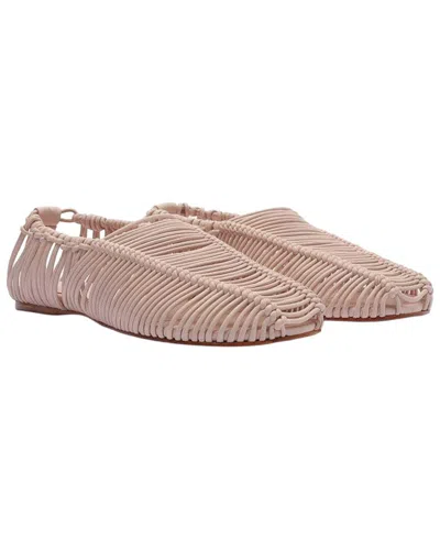 Farm Rio Macrame Leather Ballerina Flat In Pink
