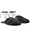 Farm Rio Macrame Leather Mule In Black