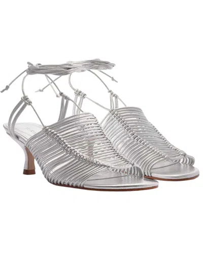 Farm Rio Macrame Leather Sandal In Silver
