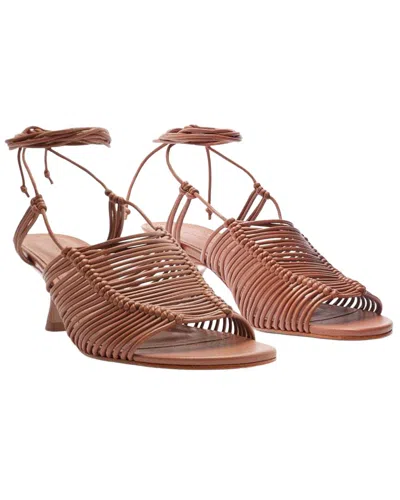 Farm Rio Macrame Leather Sandal In Brown