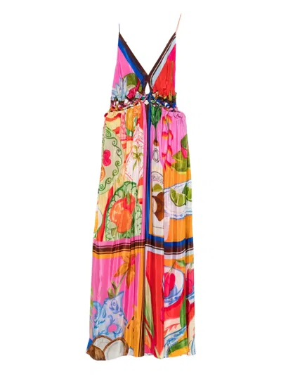 Farm Rio Macrame-yoke Maxi Dress In Multi