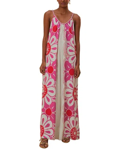 Farm Rio Maia Off-white Linen-blend Jumpsuit In Pink