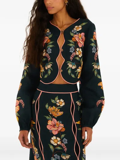 Farm Rio Maira Blouse In Green