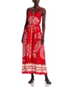 Farm Rio Majestic Coconut Tree Linen Blend Midi Dress