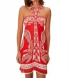 Farm Rio Majestic Coconut Tree Red Mini Dress Majestic Coconut Tree Red In Red