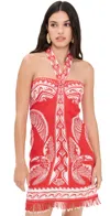 Farm Rio Majestic Coconut Tree Red Mini Dress Majestic Coconut Tree Red In Red