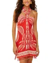 Farm Rio Majestic Coconut Tree Red Mini Dress Majestic Coconut Tree Red In Red