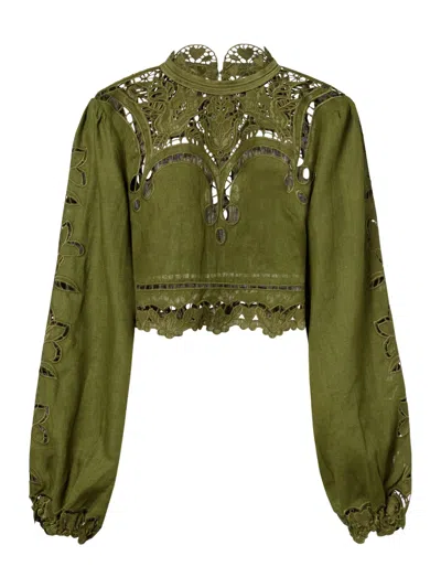 Farm Rio Richelieu Majestic Garden Shirt In Green