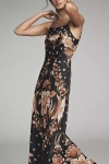 Farm Rio Black Majestic Garden Lenzing Ecovero Viscose Slip Maxi Dress In Black