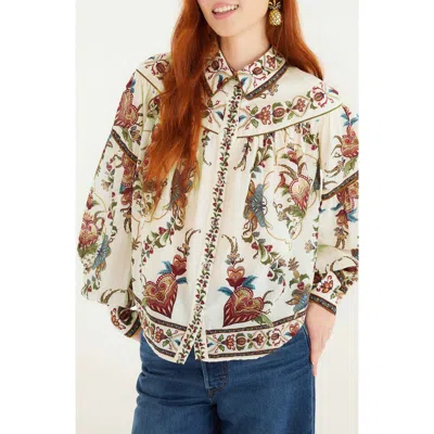 Farm Rio Majestic Hearts Cotton Top In Multi