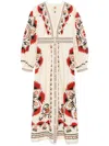 Farm Rio Cotton Dress With Multicolor Print In Neutrals