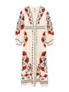 Farm Rio Cotton Dress With Multicolor Print In Red
