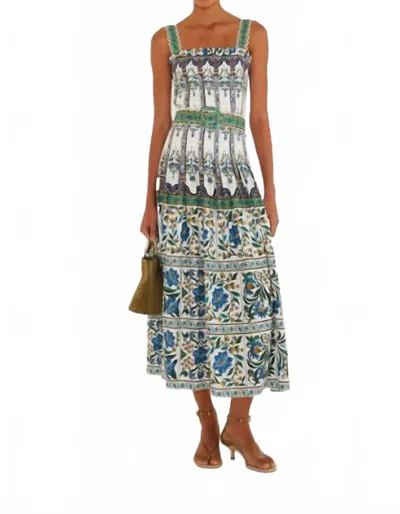Farm Rio Manoela Belted Lenzing Ecovero Euroflax Maxi Dress In Off-white In Green
