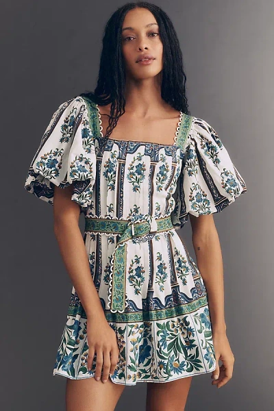 Farm Rio Manoela Puff-sleeve Mini Dress In Multi