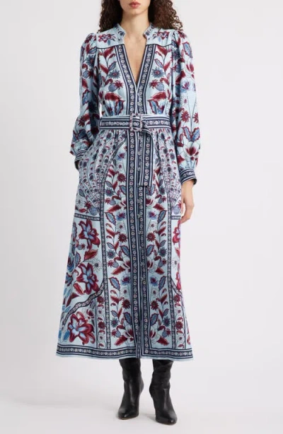 Farm Rio Marcelle Soft Blue Maxi Dress In Multi