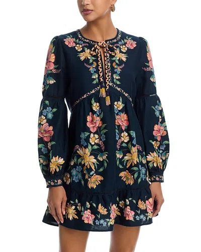 Farm Rio Maria Mini Dress In Blue