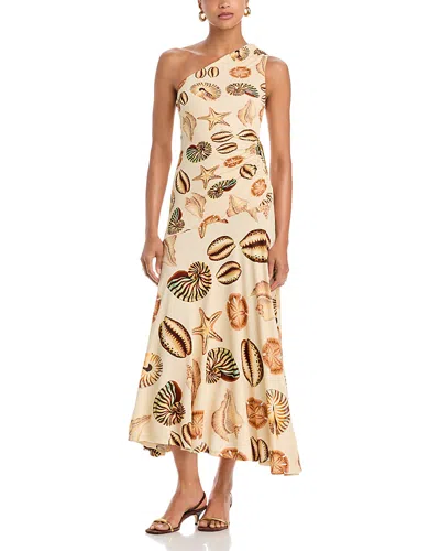 Farm Rio Marine Shells One Shoulder Maxi Dress In Multi
