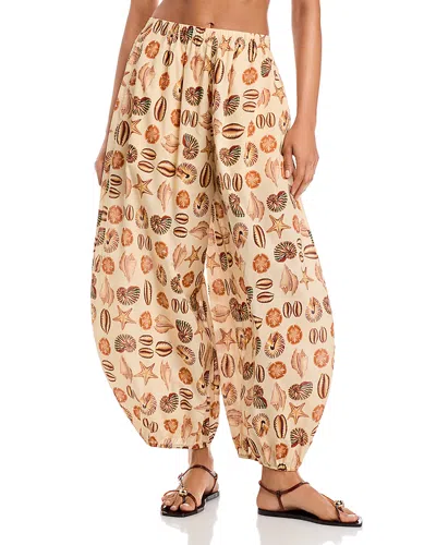 Farm Rio Marine Shells Sand Balloon Pants In Brown