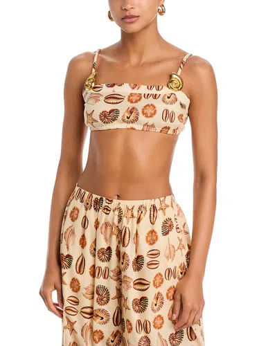 Farm Rio Marine Shells Sand Balloon Top In Brown