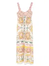 Farm Rio Linen-blend Dress With Nautical Print In Pink