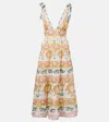 Farm Rio Linen-blend Dress With Nautical Print In Multicoloured