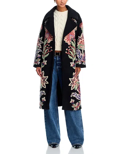 Farm Rio Marvelous Garden Fleece Coat In Pink