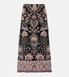 Farm Rio Marvelous Garden Fringed High-rise Midi Skirt In Black