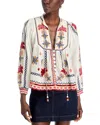 Farm Rio Womens Marys Tiles Embroidered Cotton-poplin Blouse Marys Tiles Off-white In Marys Tile