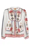 Farm Rio Womens Marys Tiles Embroidered Cotton-poplin Blouse Marys Tiles Off-white In Marys Tiles Off White
