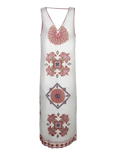 Farm Rio Marys Tiles White Midi Long Dress